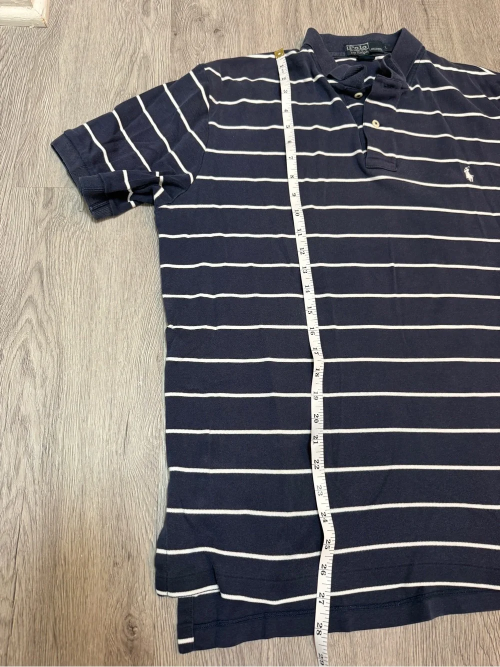 Classic Soft Polo By Ralph Lauren Navy With White Stripes Size L, Pre-Owned  Z3